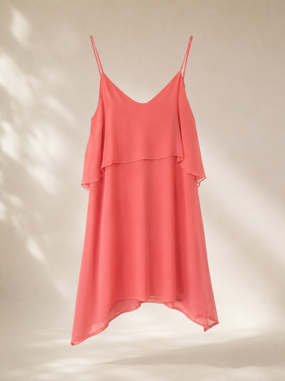 Solemio Los Angeles Pink Ruffle Overlay Mini Dress – Size Medium